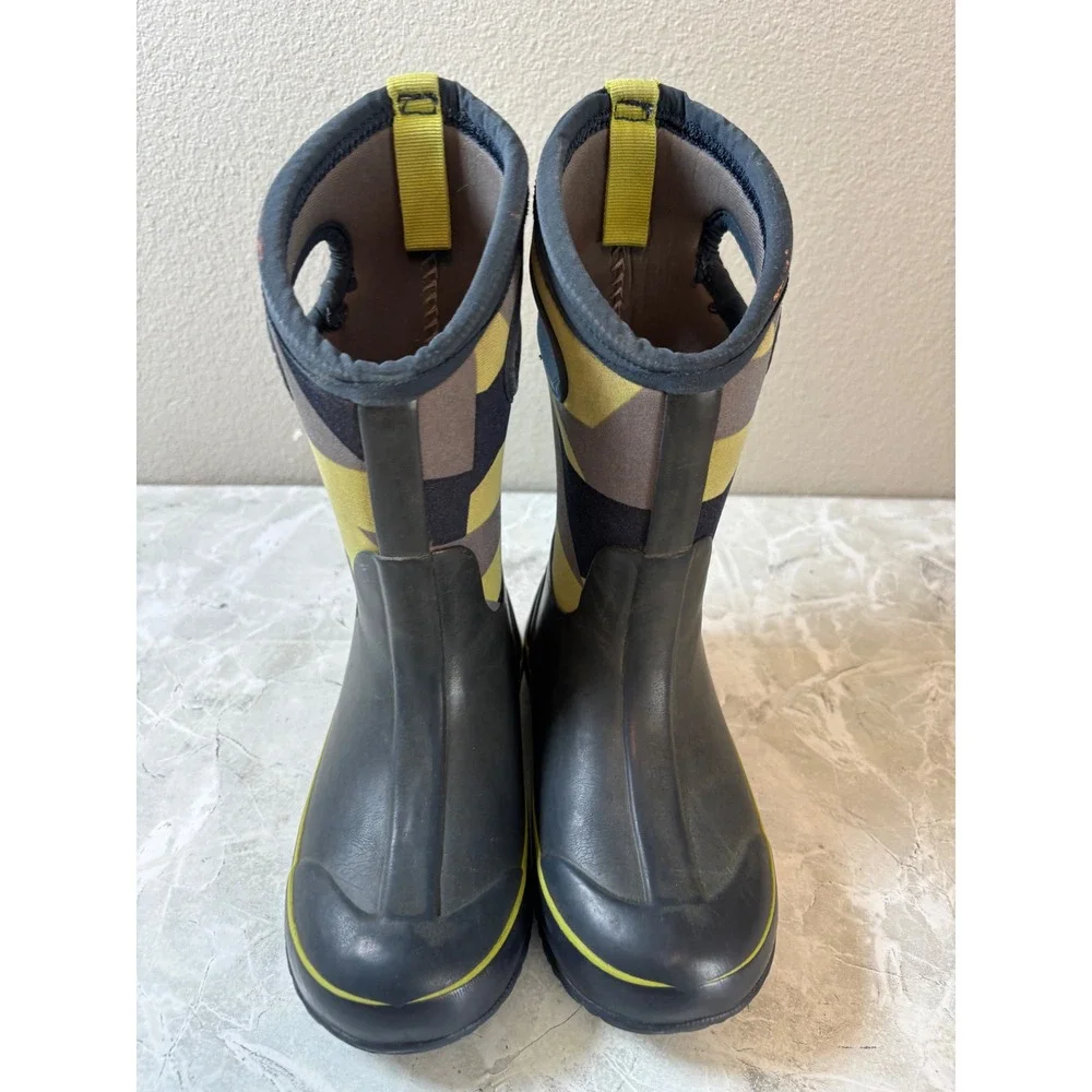 Bogs Kids Classic Geo Waterproof Insulated Rain Boots Grey Yellow 71996-469